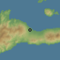Shaded relief of the 60 km around Maumere, drawn from the GMTED2010 grid