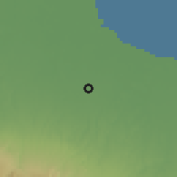 Shaded relief of the 60 km around Medan, drawn from the GMTED2010 grid