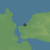 Shaded relief of the 60 km around Bangkalan, drawn from the GMTED2010 grid
