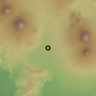 Shaded relief of the 60 km around Mertoyudan, drawn from the GMTED2010 grid