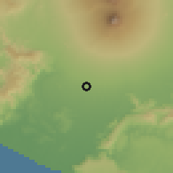 Shaded relief of the 60 km around Mlati, drawn from the GMTED2010 grid