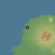 Shaded relief of the 60 km around Mlonggo, drawn from the GMTED2010 grid
