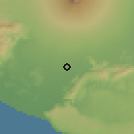 Shaded relief of the 60 km around Banguntapan, drawn from the GMTED2010 grid