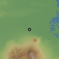 Shaded relief of the 60 km around Mojosari, drawn from the GMTED2010 grid
