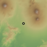 Shaded relief of the 60 km around Muntilan, drawn from the GMTED2010 grid