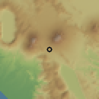 Shaded relief of the 60 km around Padang Panjang, drawn from the GMTED2010 grid