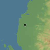 Shaded relief of the 60 km around Pallangga, drawn from the GMTED2010 grid