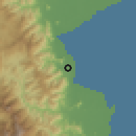 Shaded relief of the 60 km around Palopo, drawn from the GMTED2010 grid