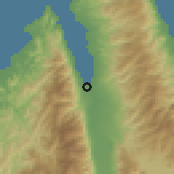 Shaded relief of the 60 km around Palu, drawn from the GMTED2010 grid
