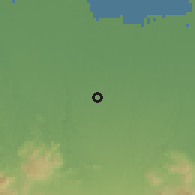 Shaded relief of the 60 km around Pamulang, drawn from the GMTED2010 grid