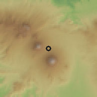 Shaded relief of the 60 km around Parakan, drawn from the GMTED2010 grid