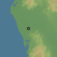 Shaded relief of the 60 km around Pare Pare, drawn from the GMTED2010 grid