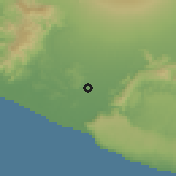 Shaded relief of the 60 km around Bantul, drawn from the GMTED2010 grid