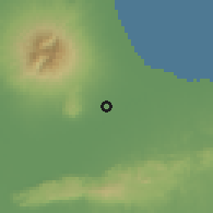 Shaded relief of the 60 km around Pati, drawn from the GMTED2010 grid
