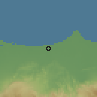 Shaded relief of the 60 km around Pemalang, drawn from the GMTED2010 grid