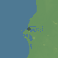 Shaded relief of the 60 km around Pemangkat, drawn from the GMTED2010 grid