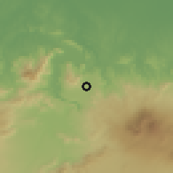 Shaded relief of the 60 km around Plered, drawn from the GMTED2010 grid