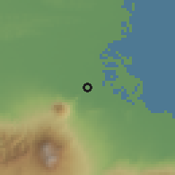 Shaded relief of the 60 km around Porong, drawn from the GMTED2010 grid