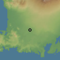 Shaded relief of the 60 km around Praya, drawn from the GMTED2010 grid