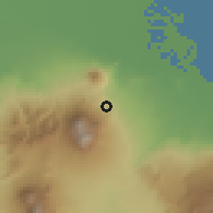Shaded relief of the 60 km around Prigen, drawn from the GMTED2010 grid