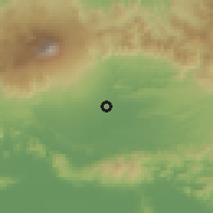 Shaded relief of the 60 km around Purbalingga, drawn from the GMTED2010 grid