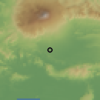 Shaded relief of the 60 km around Purwokerto, drawn from the GMTED2010 grid
