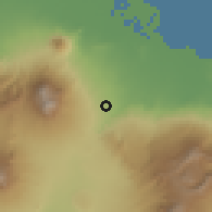 Shaded relief of the 60 km around Purworejo, drawn from the GMTED2010 grid
