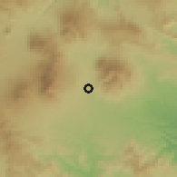 Shaded relief of the 60 km around Rajapolah, drawn from the GMTED2010 grid