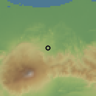 Shaded relief of the 60 km around Randudongkal, drawn from the GMTED2010 grid