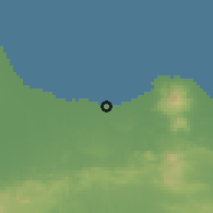 Shaded relief of the 60 km around Rembang, drawn from the GMTED2010 grid