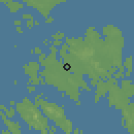 Shaded relief of the 60 km around Batam, drawn from the GMTED2010 grid