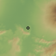Shaded relief of the 60 km around Selogiri, drawn from the GMTED2010 grid