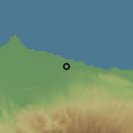 Shaded relief of the 60 km around Batang, drawn from the GMTED2010 grid