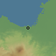 Shaded relief of the 60 km around Semarang, drawn from the GMTED2010 grid