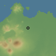 Shaded relief of the 60 km around Serang, drawn from the GMTED2010 grid