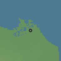 Shaded relief of the 60 km around Sindang, drawn from the GMTED2010 grid