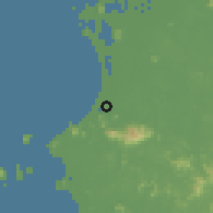 Shaded relief of the 60 km around Singkawang, drawn from the GMTED2010 grid