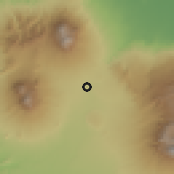 Shaded relief of the 60 km around Singosari, drawn from the GMTED2010 grid