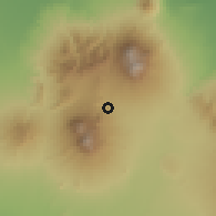 Shaded relief of the 60 km around Batu, drawn from the GMTED2010 grid