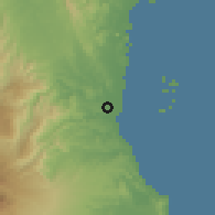 Shaded relief of the 60 km around Sinjai, drawn from the GMTED2010 grid
