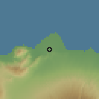 Shaded relief of the 60 km around Situbondo, drawn from the GMTED2010 grid