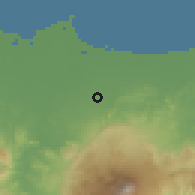 Shaded relief of the 60 km around Slawi, drawn from the GMTED2010 grid