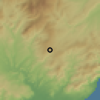 Shaded relief of the 60 km around Soe, drawn from the GMTED2010 grid