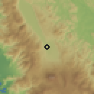 Shaded relief of the 60 km around Solok, drawn from the GMTED2010 grid