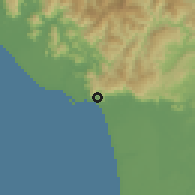 Shaded relief of the 60 km around Subulussalam, drawn from the GMTED2010 grid