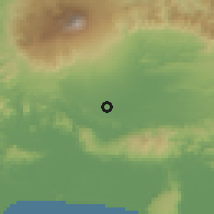 Shaded relief of the 60 km around Sukaraja, drawn from the GMTED2010 grid