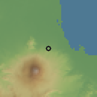 Shaded relief of the 60 km around Sumber, drawn from the GMTED2010 grid