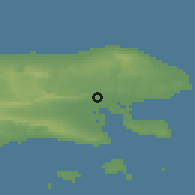 Shaded relief of the 60 km around Sumenep, drawn from the GMTED2010 grid