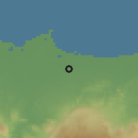 Shaded relief of the 60 km around Talang, drawn from the GMTED2010 grid