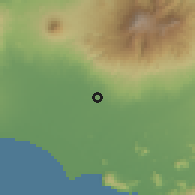 Shaded relief of the 60 km around Tanggul, drawn from the GMTED2010 grid